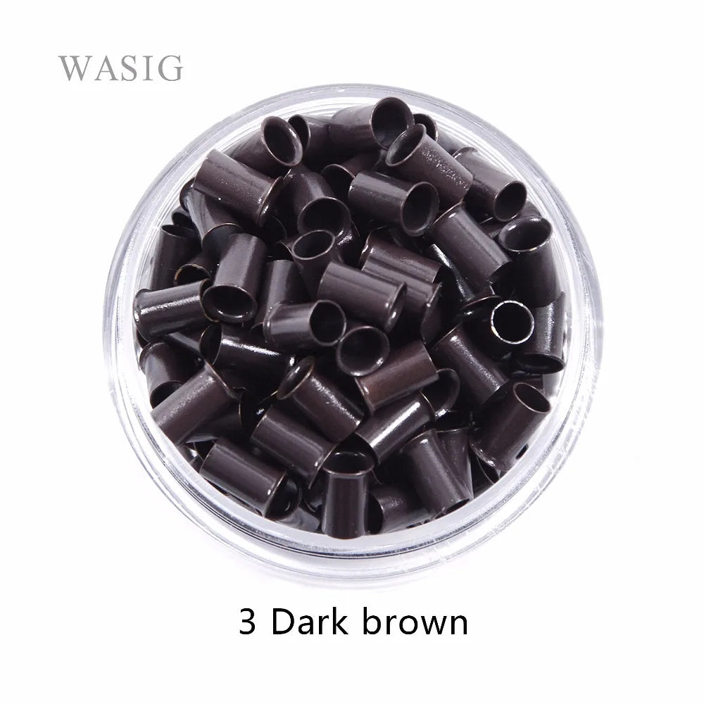 3.4mm 1000pcs Long Euro Lock Flared Flaring Micro Copper Tube Rings Beads Links Human Hair Extensions tools