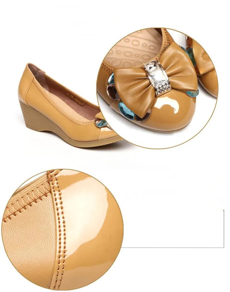 ZXRYXGS Brand Shoes 2024 New Rhinestone Bow Slope with Wild Women High Heel Shoes OL Work Shoes Woman Fashion Shoes High Heels