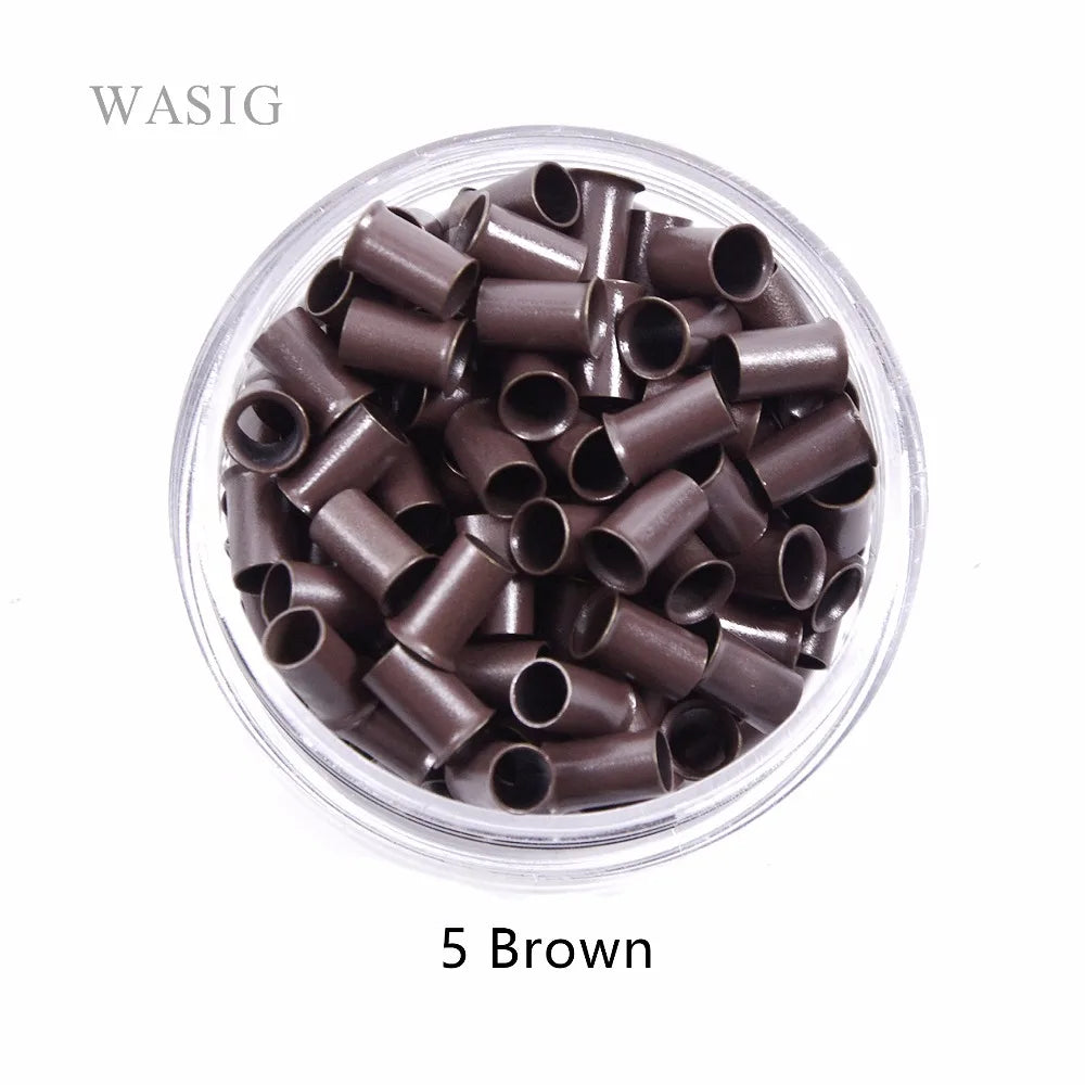 3.4mm 1000pcs Long Euro Lock Flared Flaring Micro Copper Tube Rings Beads Links Human Hair Extensions tools