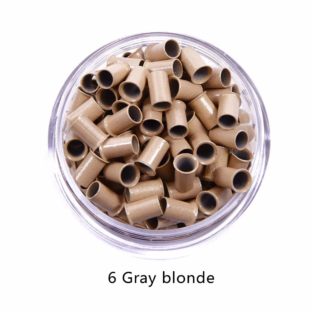 3.4mm 1000pcs Long Euro Lock Flared Flaring Micro Copper Tube Rings Beads Links Human Hair Extensions tools
