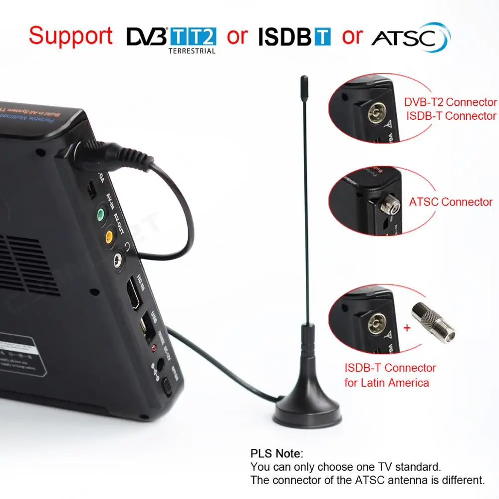2025 LEADSTAR 10 inch HD Portable TV DVB-T2 ATSC ISDB-T tdt Digital and Analog mini small Car Television Support USB SD MP4