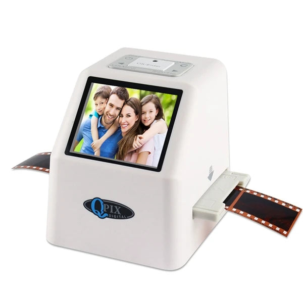 QPIX 22 MP 35mm Portable Film Scanners 135 110 126KPK Super 8 Negative Slide Holder Photo Scanner Film Digital Converter