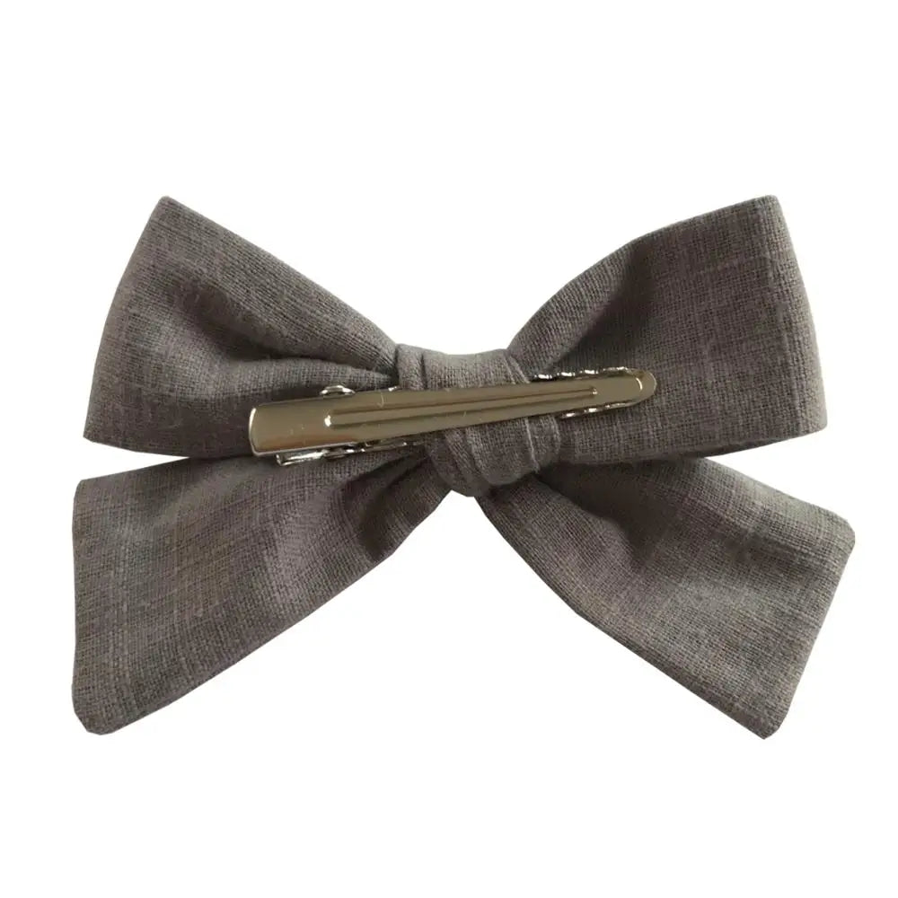 2 PCS 4 inch Linen Bow Hair Clips for Baby Girls Infant Kids Knot Hair Bow Barrettes Hairgrips Hair Accessories