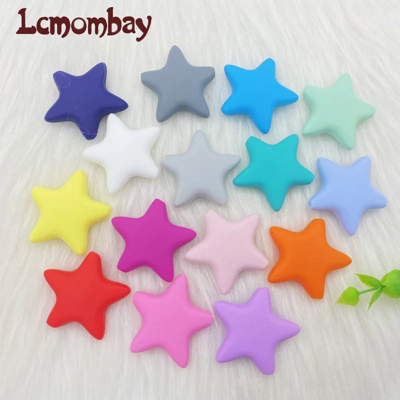 10pcs Stars Silicone Beads 15Colors Baby Teethers Food Grade Baby Teething Toys For Pacifier Chain Necklace DIY Accessories