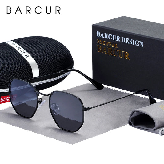 BARCUR Sunglasses Men Women Brand Design UV400 Mirror Male Sun Glasses Retro Mirror glassses 22mm Vintage Eyewear Accessories