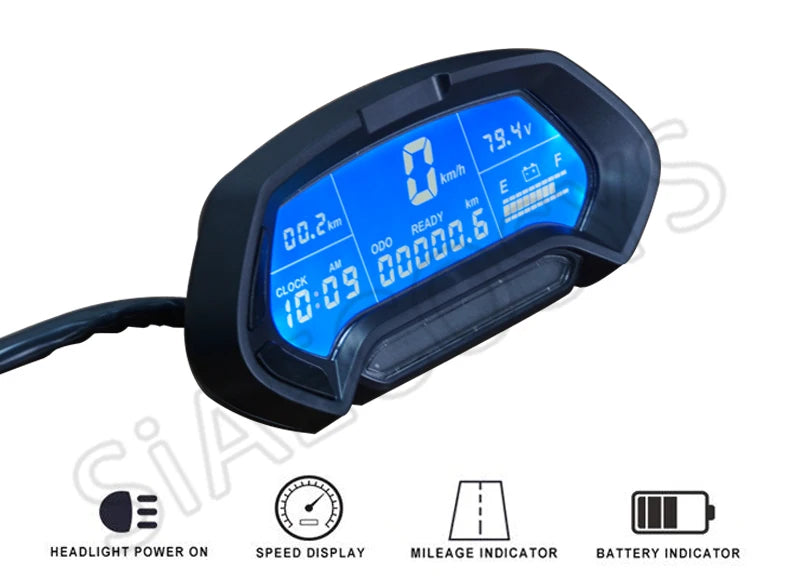 QS Motor SiAECOSYS CT22 48v-144v Display Universal Digital Programmable Electric Motorcycle Scooter Speedometer