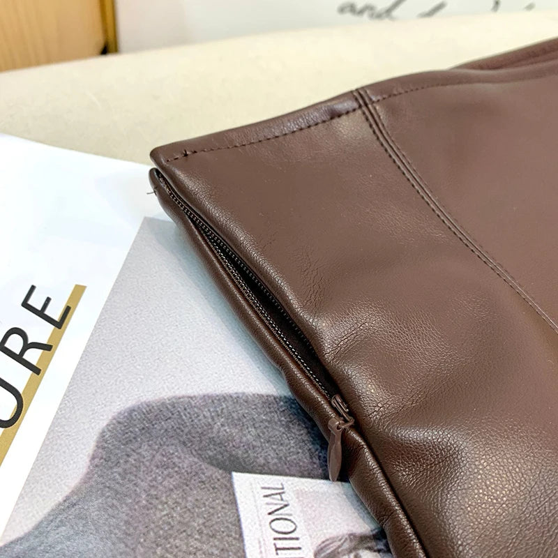 Vintage Faux PU Leather Hobble Skirts Women Sexy Bodycon Midi Skirts Hem Split Ladies Mermaid Skirt Party Clothes New Custom