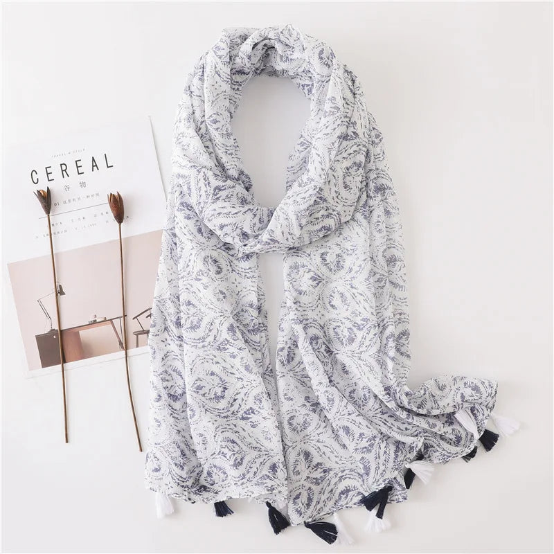 2022 New Fashion Summer Women Scarf Bohemia Flower Beach Hijab Shawls and Wraps Female Foulard Echarpe Designer Pashmina Bandana