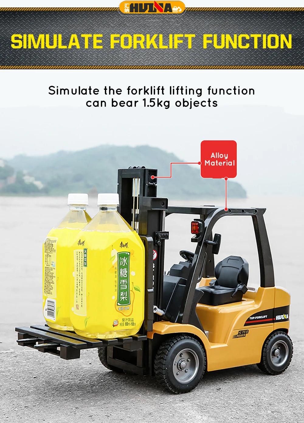 HUINA 1/10 Rc Truck Forklift Tractor Remote Control Car crawler 8 Ch Rc Machine Engineering Cars On Radio Station Boy Toys