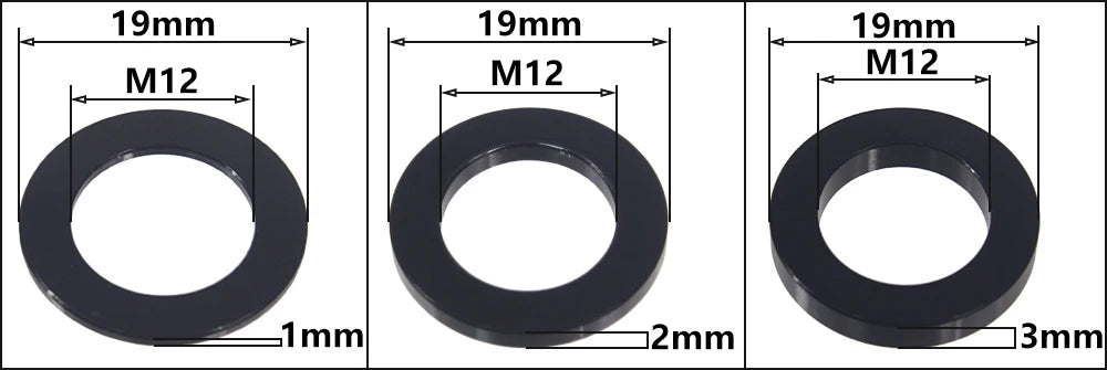 HEPPE MTB Road Bike Thru Axle Washer M12 M15 Axle Spacer Bike Hub Tube Shaft Skewer Spacer 0.5/1/2/3/4/7.5mm Thickness