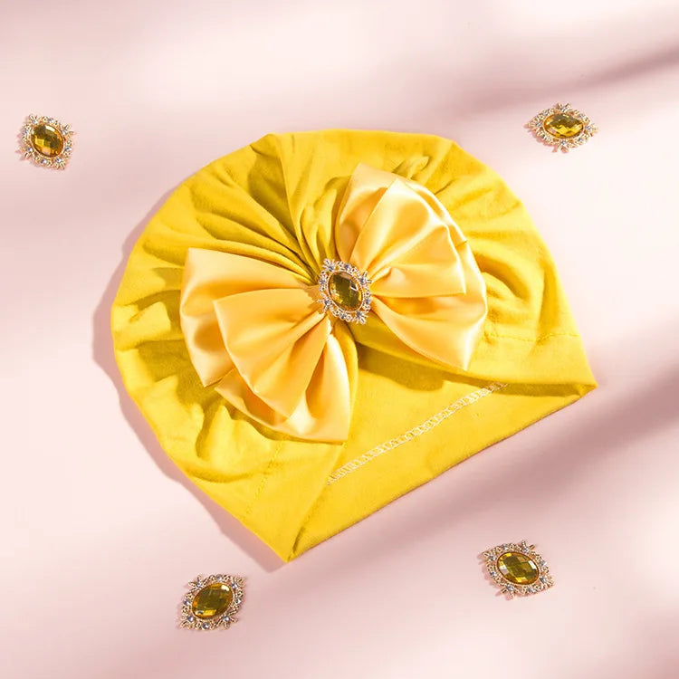 1 Pieces Children Print Baby Hat Kids Cap Newborn Girls Bowknot Diamond Photography Props Spring Autumn Beanie Infant Props