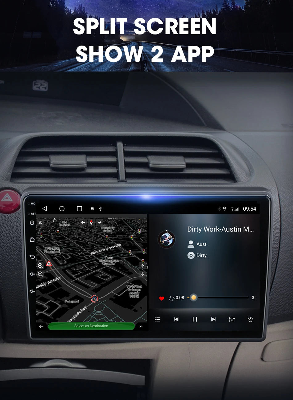 For Honda Civic Hatchback 2006-2011 Android 12 Car Radio Multimedia Video Navigation 2 Din Stereo DVD Head Unit Speaker Carplay