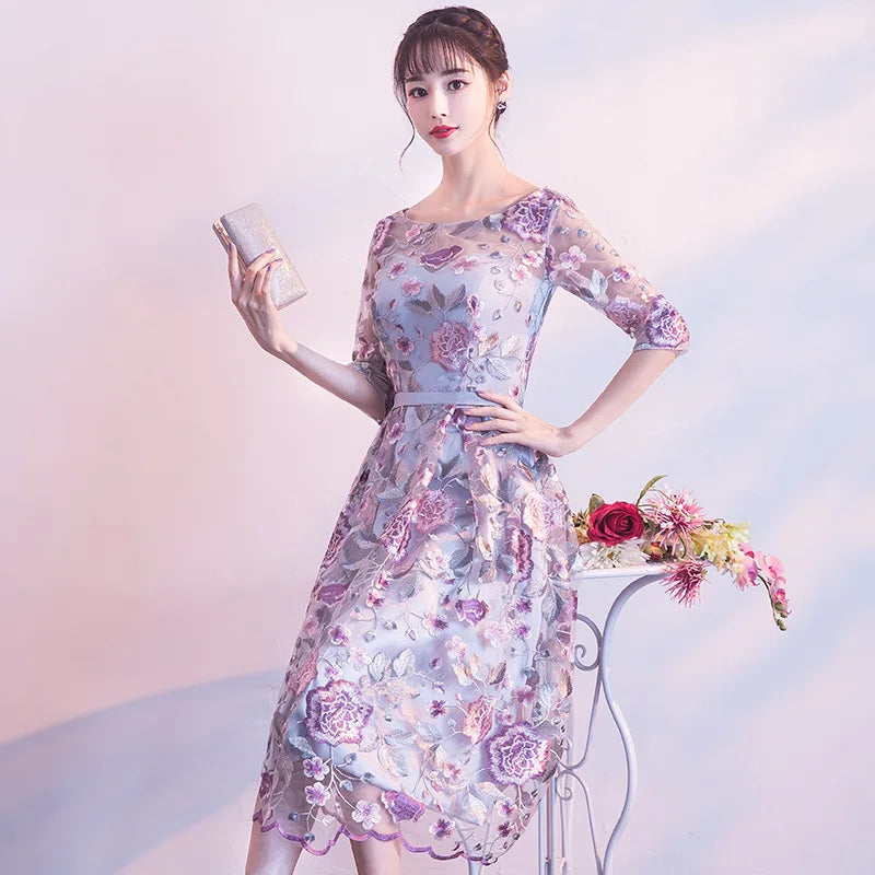 DongCMY New Short Formal Dresses Flowers Vestdios Women Bride Elegant Wedding Party Dress