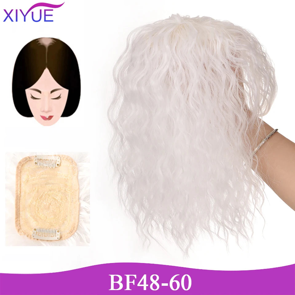 3D Bangs Invisible Seamless Head Hair Water Ripple Hair Air Bangs Head Overhead Natural Invisible Replacement Cover White Hair