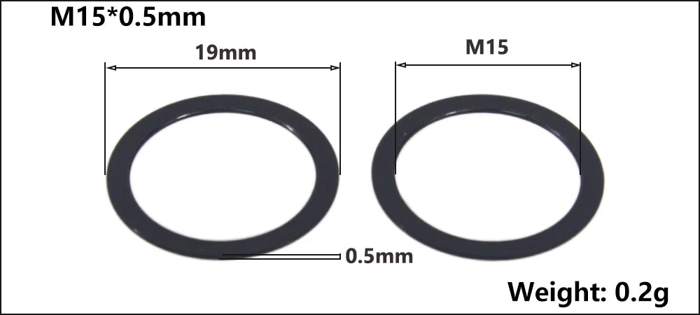 HEPPE MTB Road Bike Thru Axle Washer M12 M15 Axle Spacer Bike Hub Tube Shaft Skewer Spacer 0.5/1/2/3/4/7.5mm Thickness