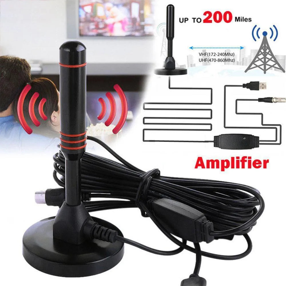 HD Digital TV Antenna Indoor Amplified DAB High Gain 200 Miles With Amplifier Booster VHF/UHF Quick Response Outdoor Aerial Set