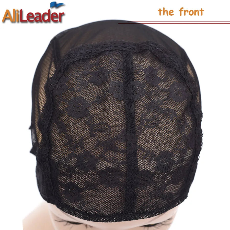 Alileader 1Pcs Lace Wig Cap For Making Wigs With Adjustable Straps Waving Cap Elastic Band For Wigs Stretchable Double Lace Nets