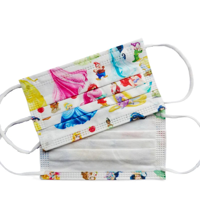 New Kids Disposable Face Mask Protective Child Mask Disney Princess Cartoon Mouth Mask Anime Cute Mascarillas Girls Fast Ship