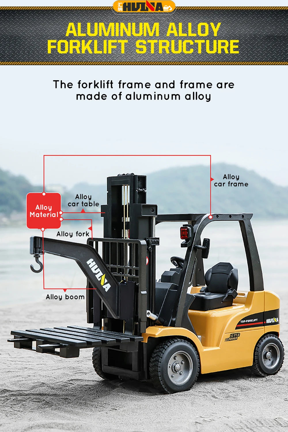 HUINA 1/10 Rc Truck Forklift Tractor Remote Control Car crawler 8 Ch Rc Machine Engineering Cars On Radio Station Boy Toys