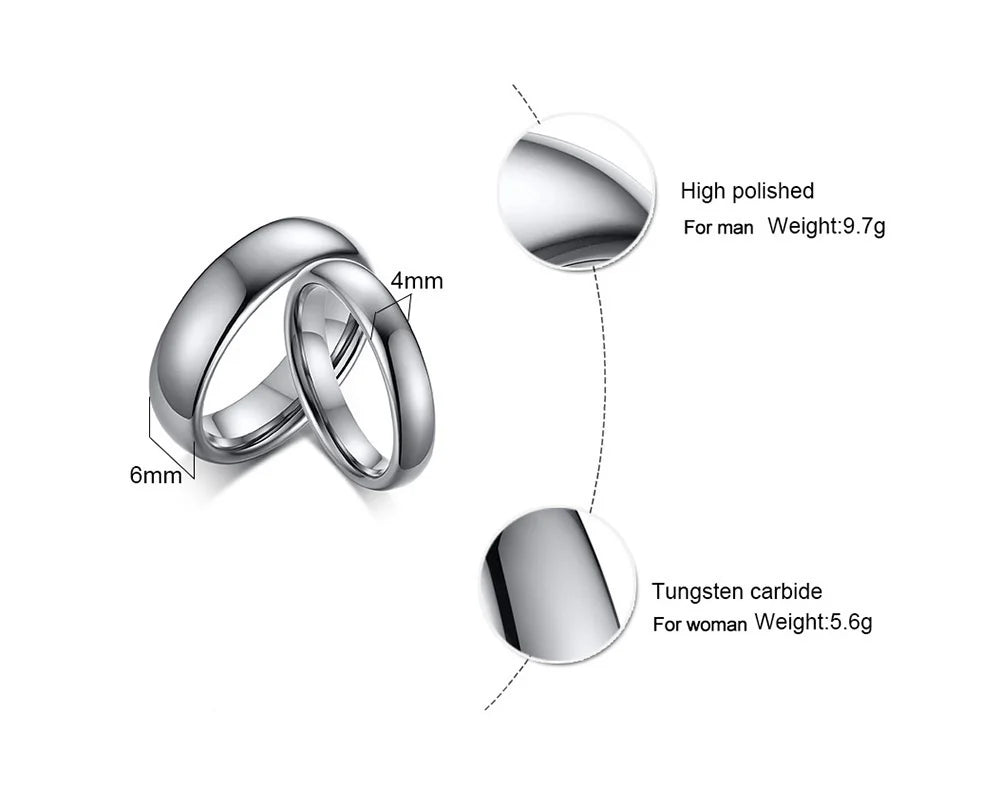Vnox Anti Scratch Tungsten Wedding Rings for Women Men Simple Classic Wedding Bands for Couples Basic Jewelry