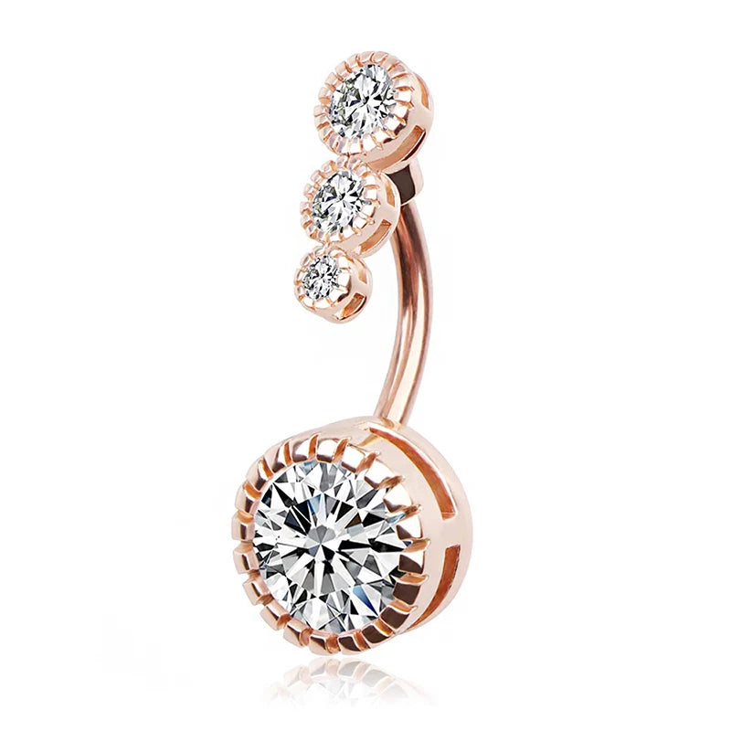 10 Styles Sexy Dangling Navel Belly Button Ring Oreja 14G Double Round Cubic Zirconia 316L Surgical Steel Belly Piercing Jewelry