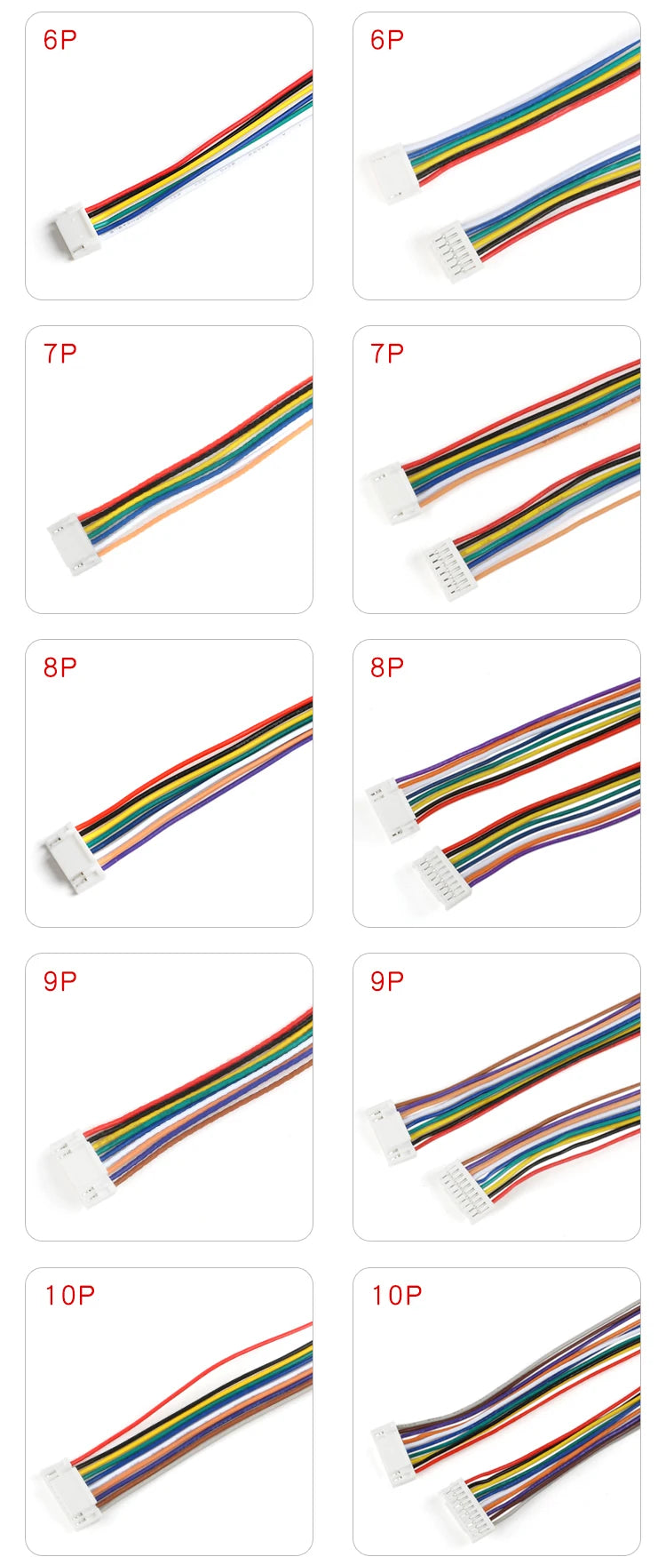 5Pcs Wire Cable Connector JST GH 1.25 2P/3P/4P/5P/6 Pin Micro Male Connector Jack Plug Connectors 15CM Wires 28AWG