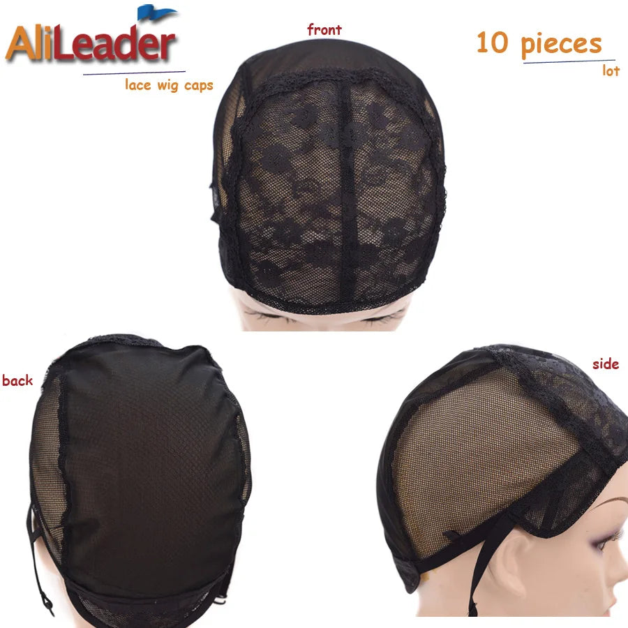 Alileader 1Pcs Lace Wig Cap For Making Wigs With Adjustable Straps Waving Cap Elastic Band For Wigs Stretchable Double Lace Nets
