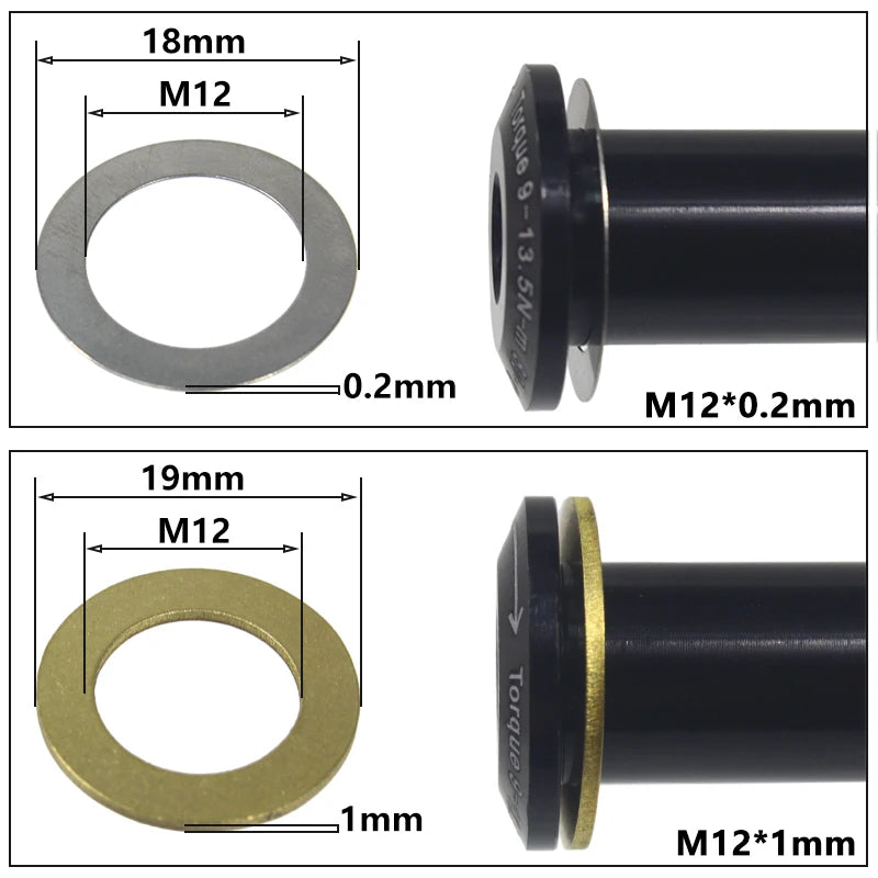 HEPPE MTB Road Bike Thru Axle Washer M12 M15 Axle Spacer Bike Hub Tube Shaft Skewer Spacer 0.5/1/2/3/4/7.5mm Thickness