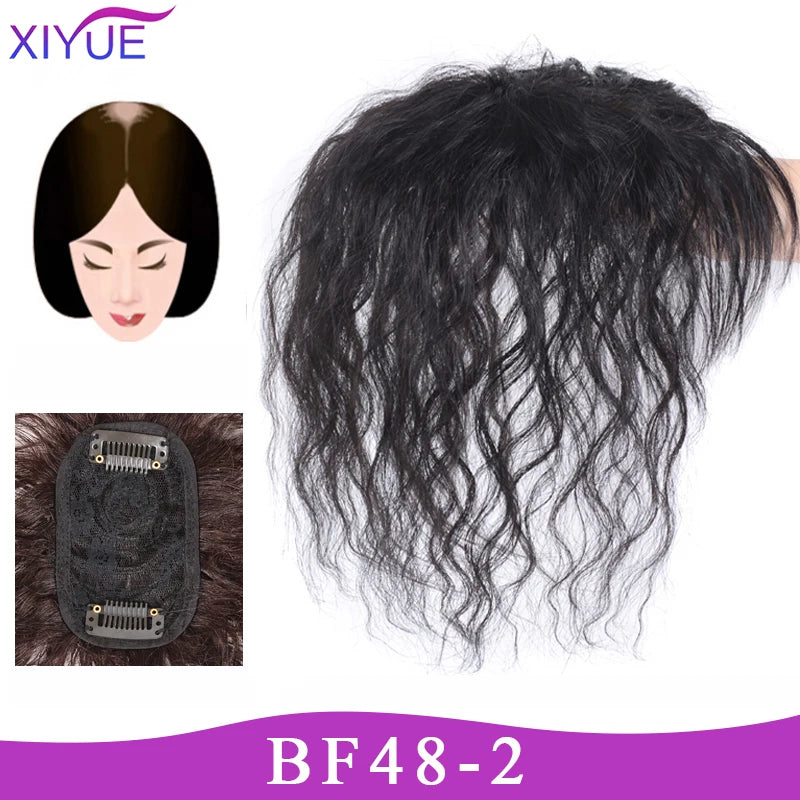 3D Bangs Invisible Seamless Head Hair Water Ripple Hair Air Bangs Head Overhead Natural Invisible Replacement Cover White Hair