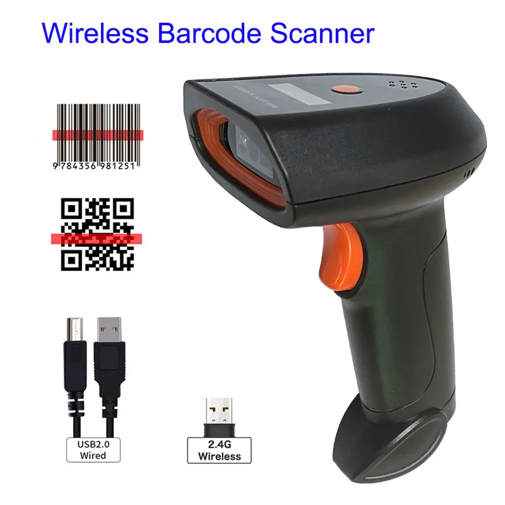 Bluetooth Barcode Scanner Screen Display,1D 2D Hanheld USB Wireless Book Bar Code Scanner Reader for Library Classroom