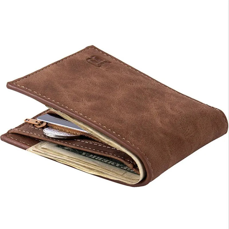 1Pc High quality Fashion Mini Men's Luxury Business Wallet Card Holder Man Purse Coin Bag Zipper Cash Dollars Purse Clutch
