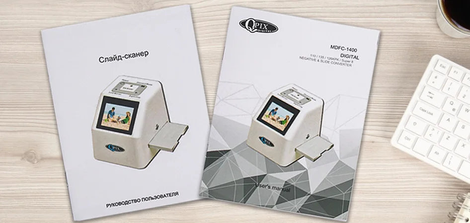 QPIX 22 MP 35mm Portable Film Scanners 135 110 126KPK Super 8 Negative Slide Holder Photo Scanner Film Digital Converter