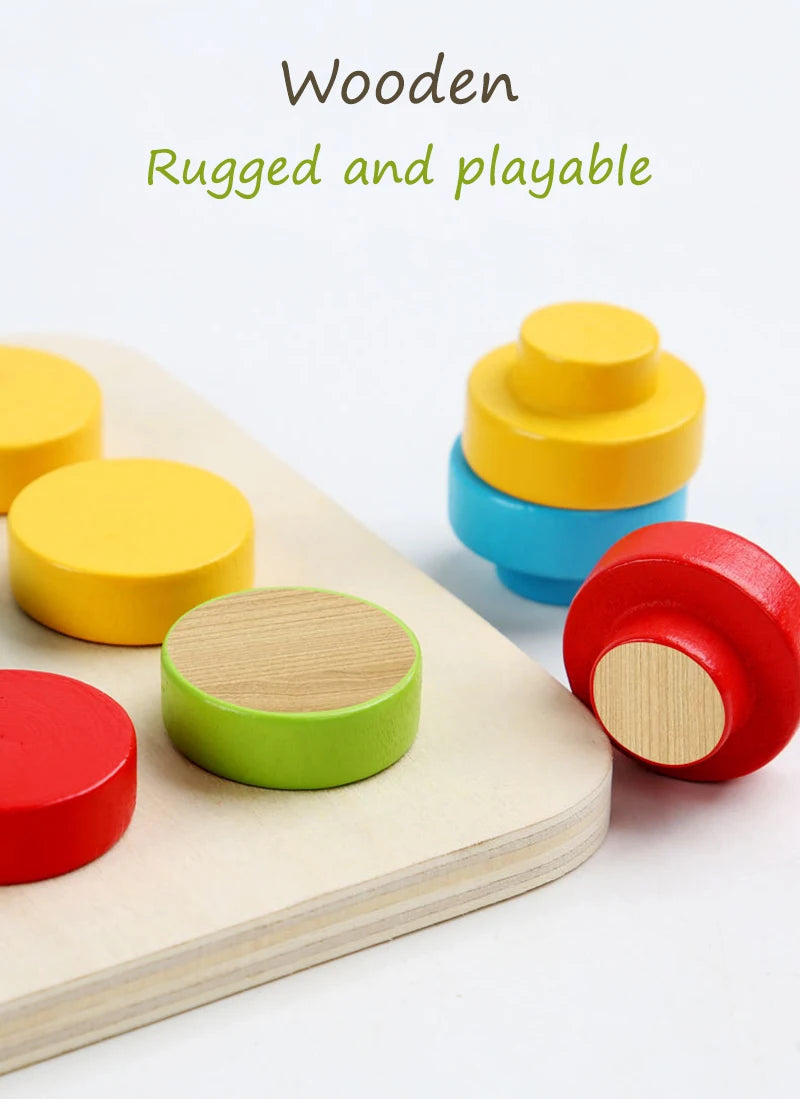 Mushroom Nail Art Puzzles Toy Kids Wooden Mosaic Pegboard Animal Color Matching Buttons Puzzles Game Montessori Educational Toys