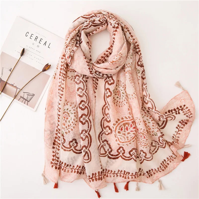 2022 New Fashion Summer Women Scarf Bohemia Flower Beach Hijab Shawls and Wraps Female Foulard Echarpe Designer Pashmina Bandana