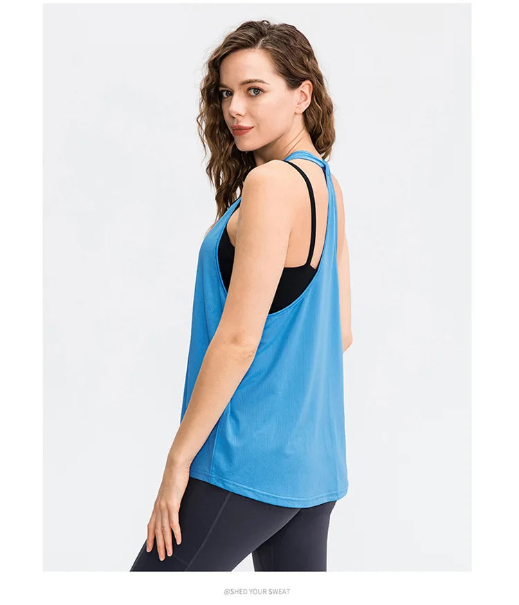 Sleeveless Racerback Yoga Vest Sport Tank Tops For Women Gym Vest Top Casual Clothes Running workout Yoga T-Shirts Girl Tops