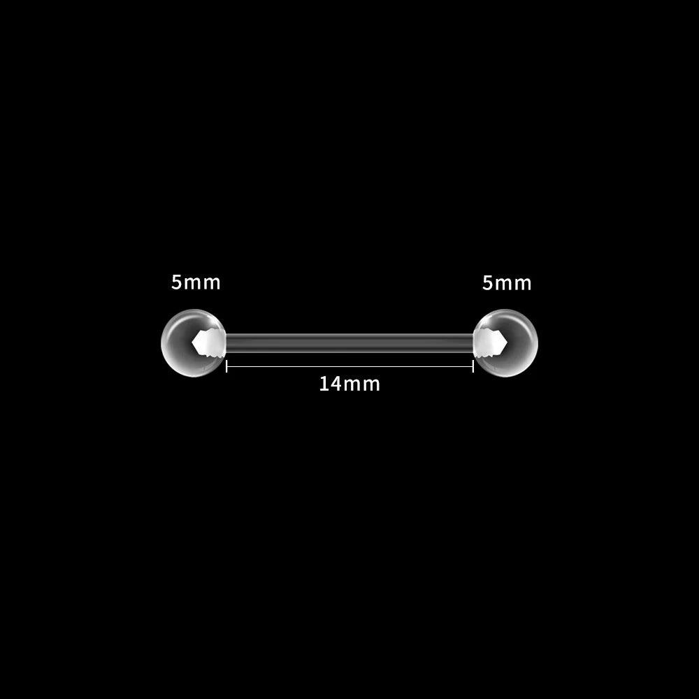 10PCS 12-38mm Clear Acrylic Piercings Retainers Flexible Tongue Ring Bioflex Plastic Nipple Piercing Barbell Industrial Earring