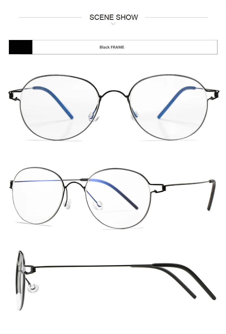2024 Screwless Eyeglasses Frame for Men Round Denmark Korean male female Glasses Frame Women Pure Titanium Eyewear spectacles
