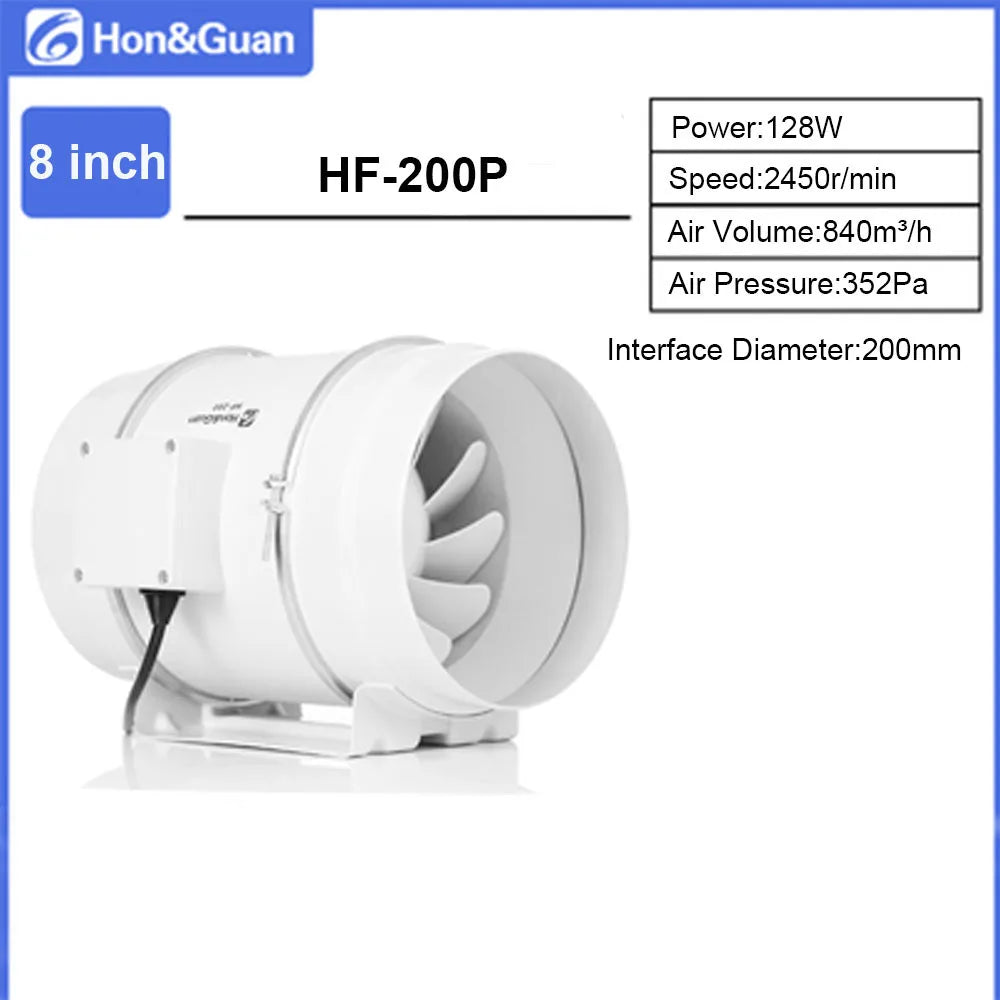 Hon&Guan 4 6 8inch Silent Inline Duct Fan Wireless Control Ventilation Air Extractor for Bathroom Kitchen Hood Ventilator