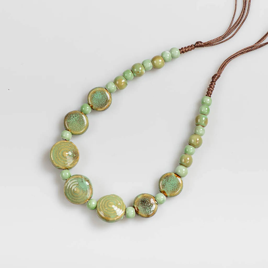 Colorful Distressed Retro Irregular Ceramic Beads Gift Neckalce artware Antique wholesale Necklaces & Pendants For women #XN026