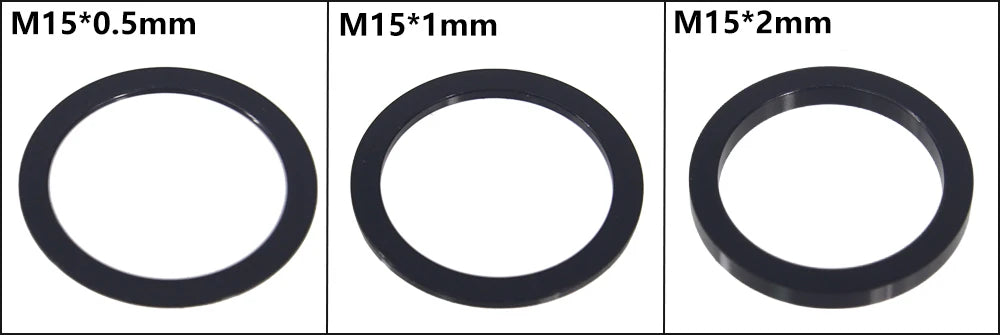 HEPPE MTB Road Bike Thru Axle Washer M12 M15 Axle Spacer Bike Hub Tube Shaft Skewer Spacer 0.5/1/2/3/4/7.5mm Thickness