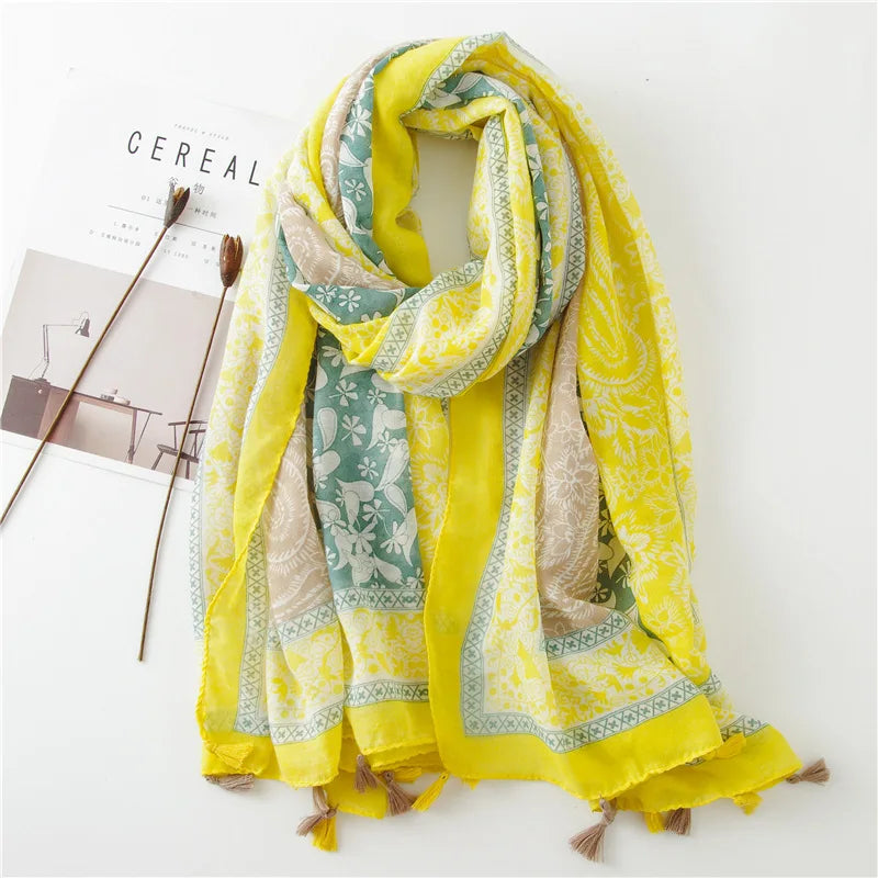 2022 New Fashion Summer Women Scarf Bohemia Flower Beach Hijab Shawls and Wraps Female Foulard Echarpe Designer Pashmina Bandana