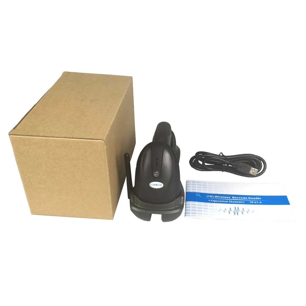 500m Long Transmission Distance Barcode Scanner Yellow Color Wireless QR Reader for Warehouse 433MHz Bar Code Reader with Stand