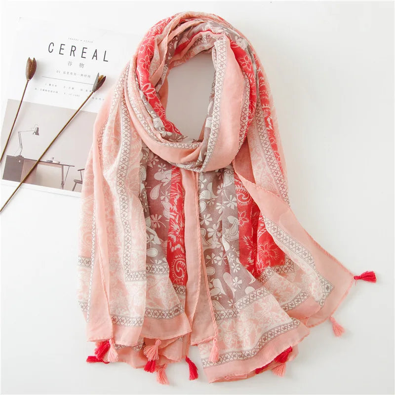 2022 New Fashion Summer Women Scarf Bohemia Flower Beach Hijab Shawls and Wraps Female Foulard Echarpe Designer Pashmina Bandana