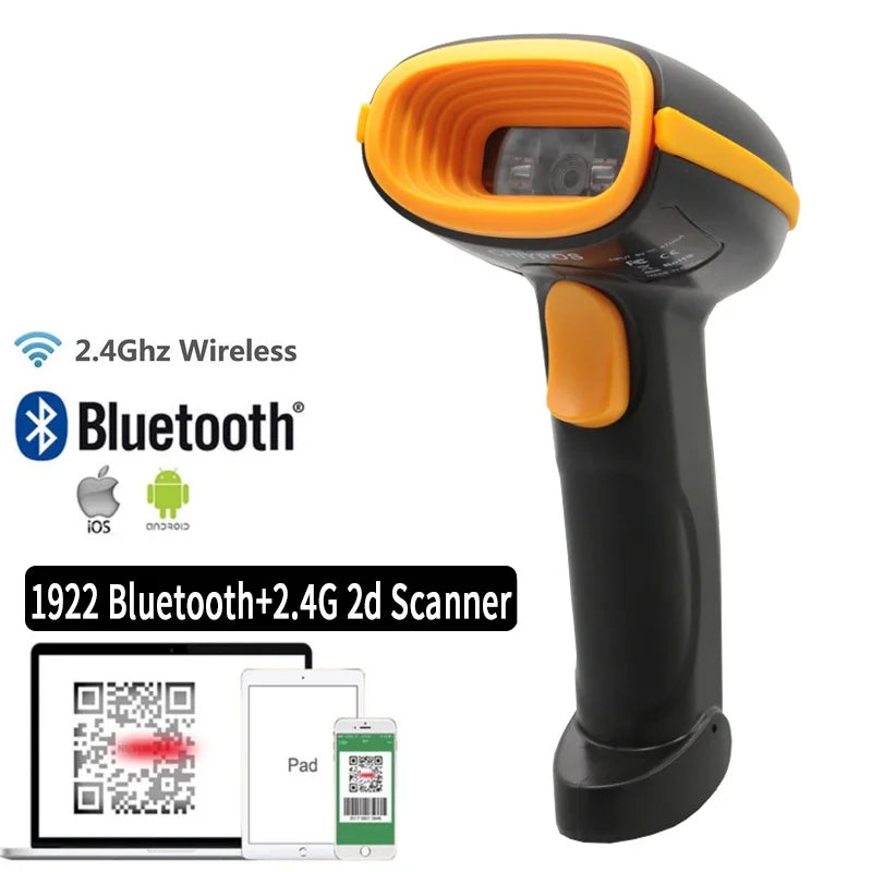Barcode Scanner 1680SW Wireless/1922 Bluetooth Reader Image QR PDF417 Data Matrix Code Bar Gun RS232 Bluetooth