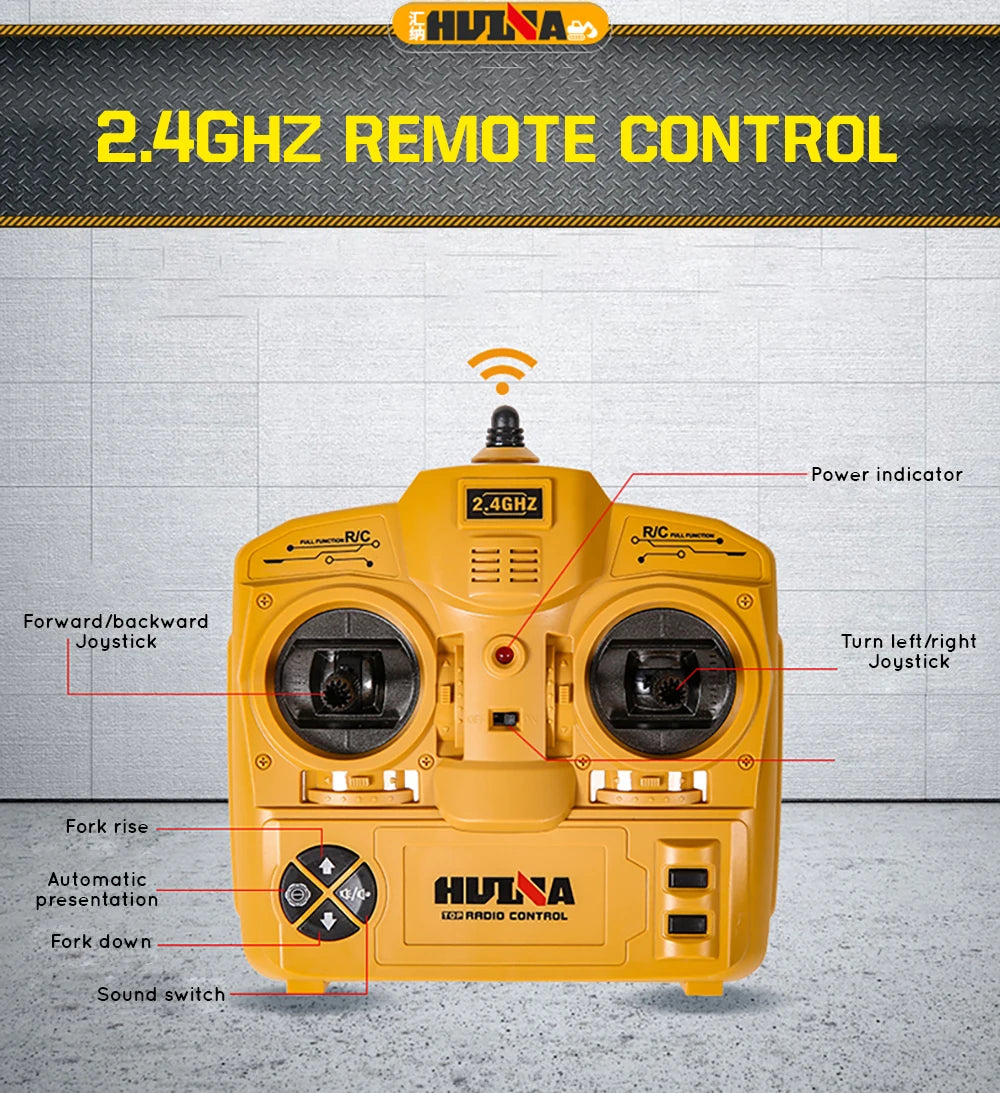 HUINA 1/10 Rc Truck Forklift Tractor Remote Control Car crawler 8 Ch Rc Machine Engineering Cars On Radio Station Boy Toys