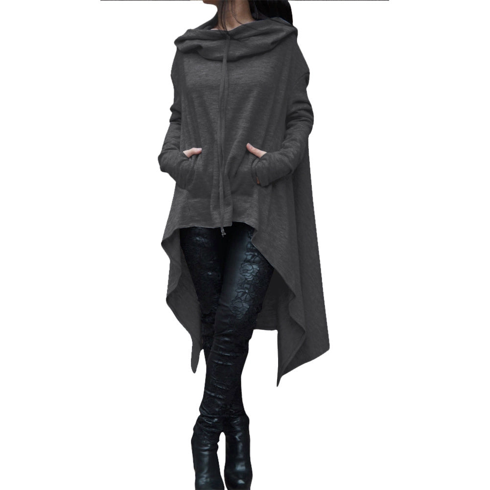 Fashion Trends New European and N Pure Color Long Hoodie