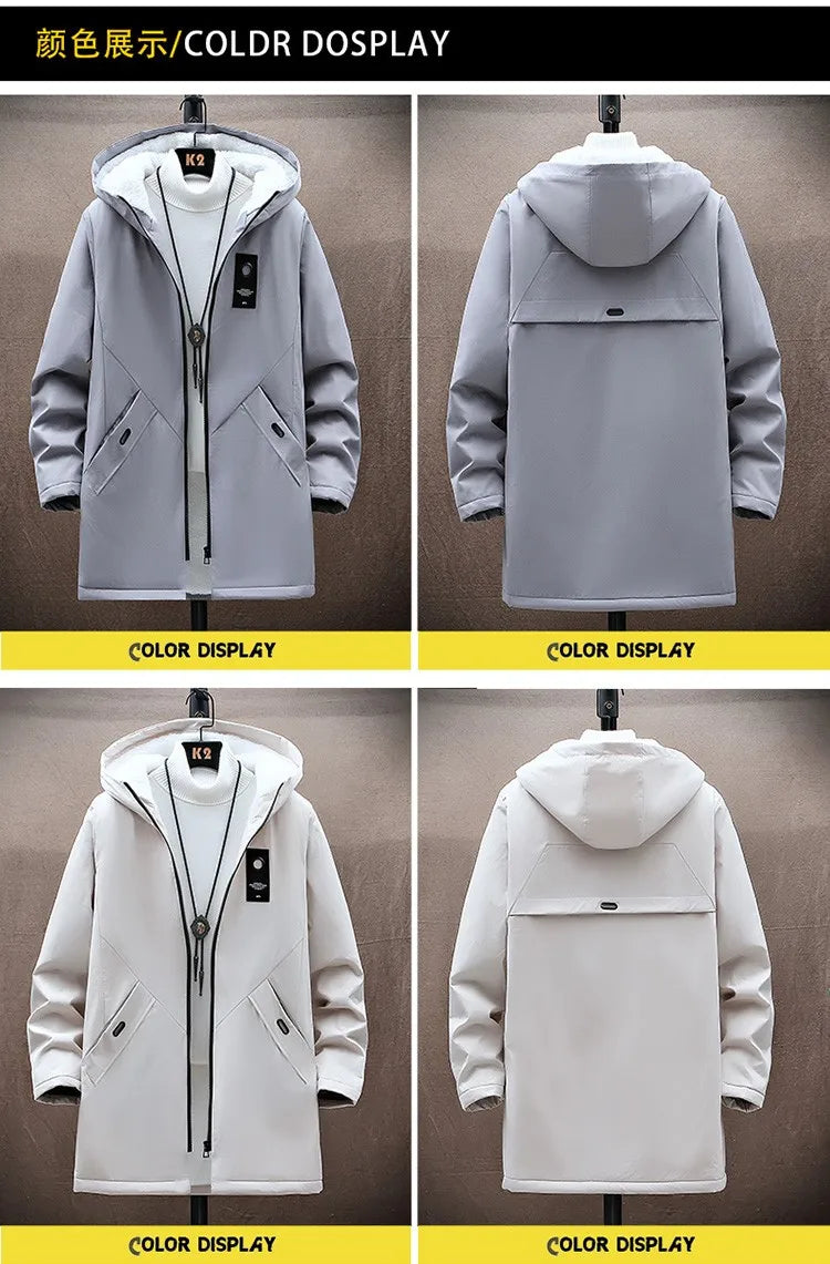 2024 Men's Classic Fashion Trend Long Windbreaker Spring Autumn Men Casual Loose Large Size High-quality Hooded Coat