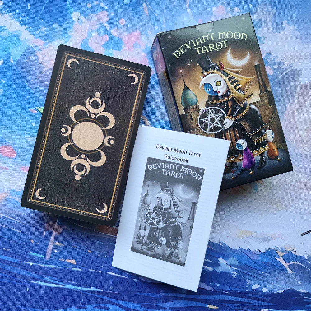 Deviant Moon Divination Tarot Borderless Edition with Guidebook, Unique Tarot Cards, 78 Tarot Cards, Custom Design