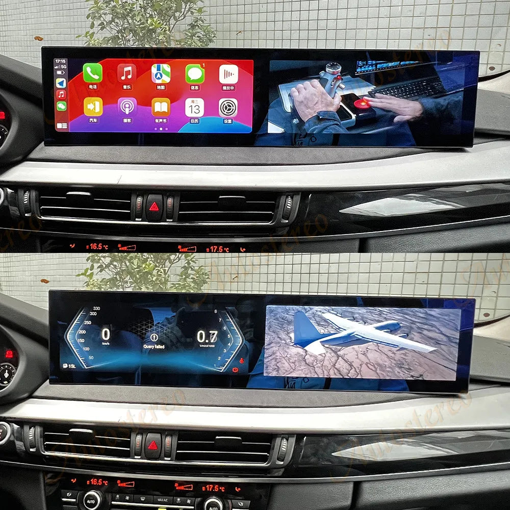 ID8 Dual Screen Carplay Android 13 For BMW X5 F15 X6 F16 X5M X6M 2014-2019 Car Multimedia Player GPS Navigation Head Unit Media