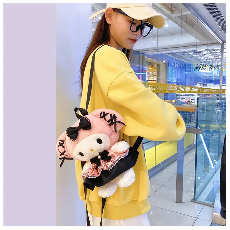 Wholesale Sanrio Plush Kuromi Backpack My Melody Backpack Shoulder Bag Kawaii Plush Toys Lolita Daypack Plushies Doll Girl Gift